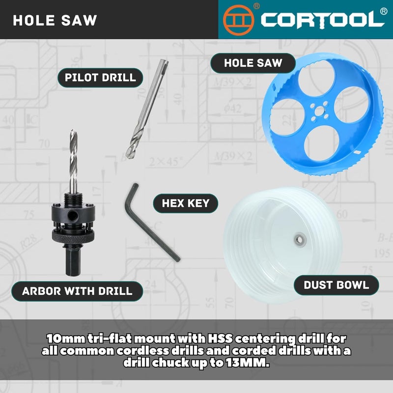 Cortool 6.25 Hole Saw for Recessed Lights, 6-1/4 Hole Saw Dust Bowl for Recessed Lighting 6 Inch, with Bi-Metal Wood Metal Drywall Hole Cutter - Image 3